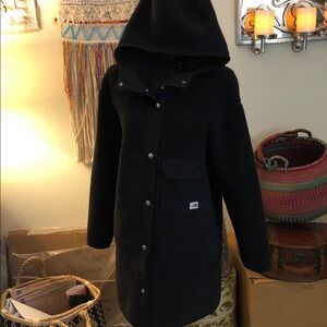 The North Face Black Fleece long Jacket with Hood